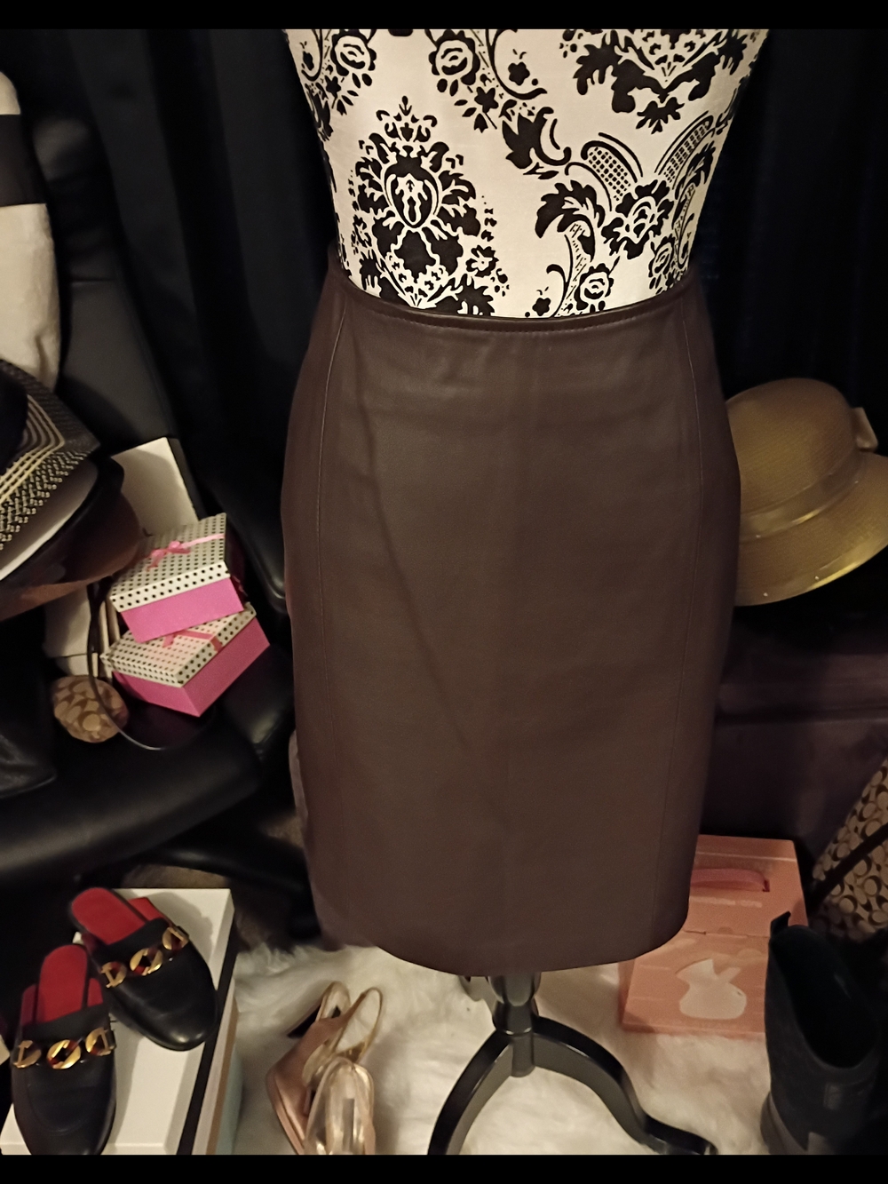 Croft & Barrow Chocolate Brown Pencil Skirt In 100% Lambskin